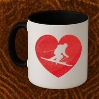 Heart Lover Skiing Gift Valentines Day Cute Gift Coffee Mug thumb 2