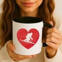 Heart Lover Skiing Gift Valentines Day Cute Gift Coffee Mug thumb 3