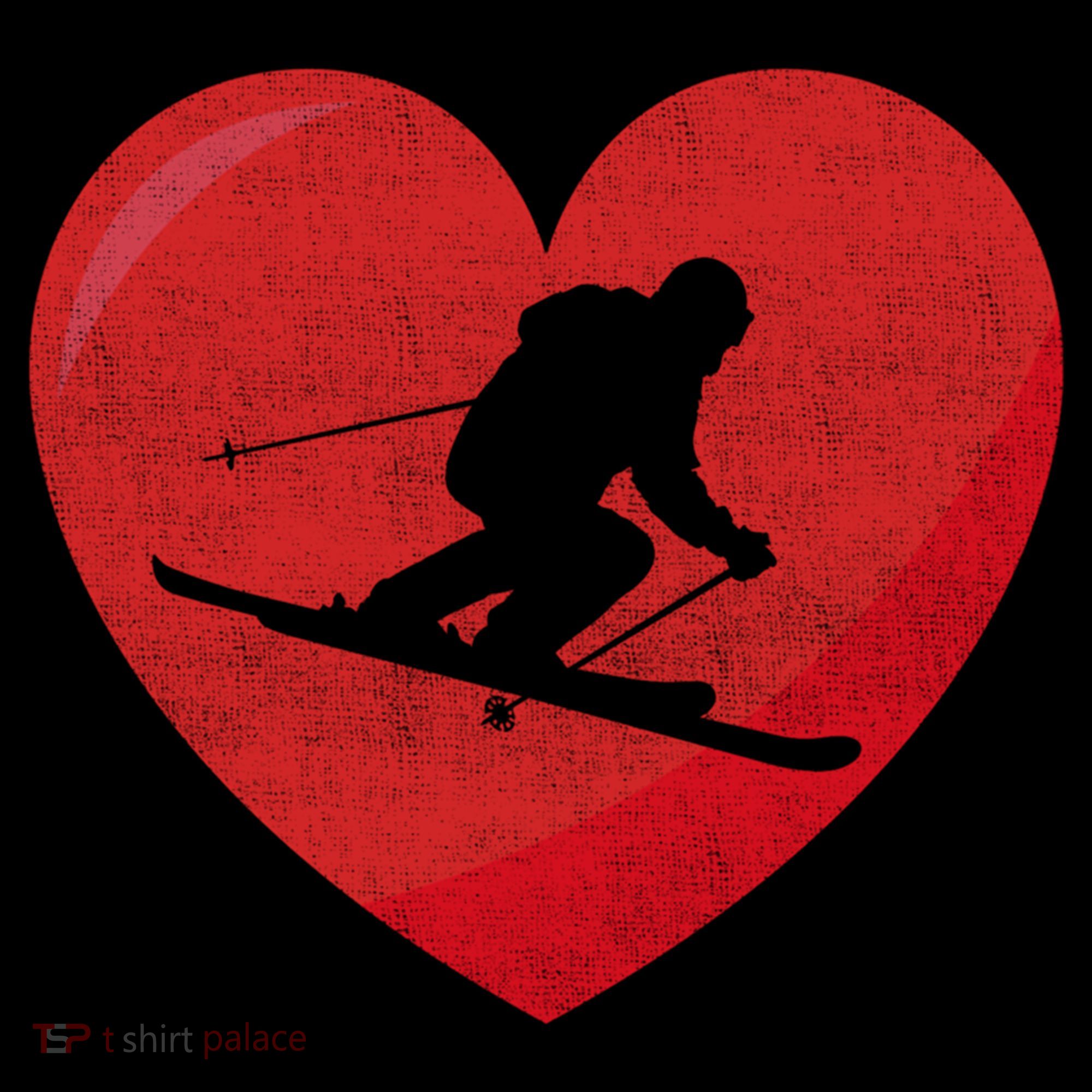 Heart Lover Skiing Gift Valentines Day Cute Gift Women's Hoodie