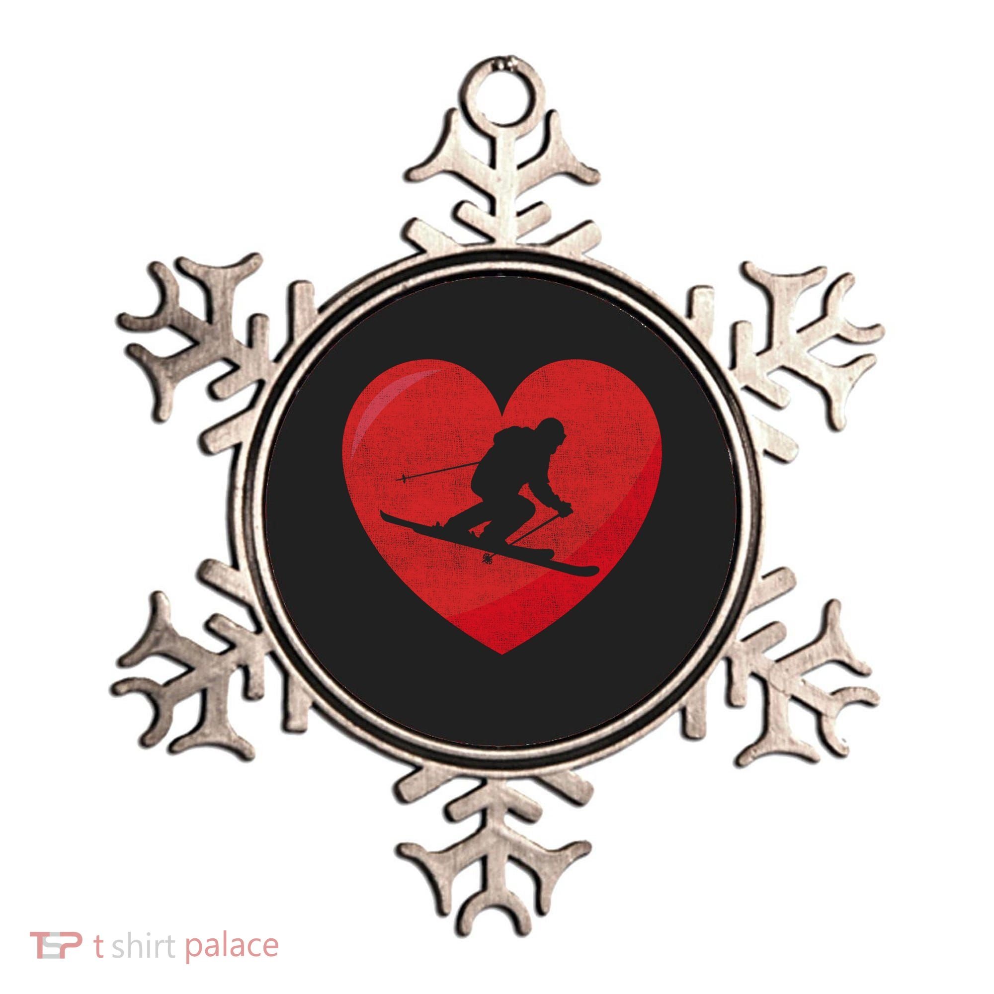 Heart Lover Skiing Gift Valentines Day Cute Gift Ornament