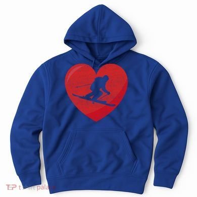 Heart Lover Skiing Gift Valentines Day Cute Gift Hoodie