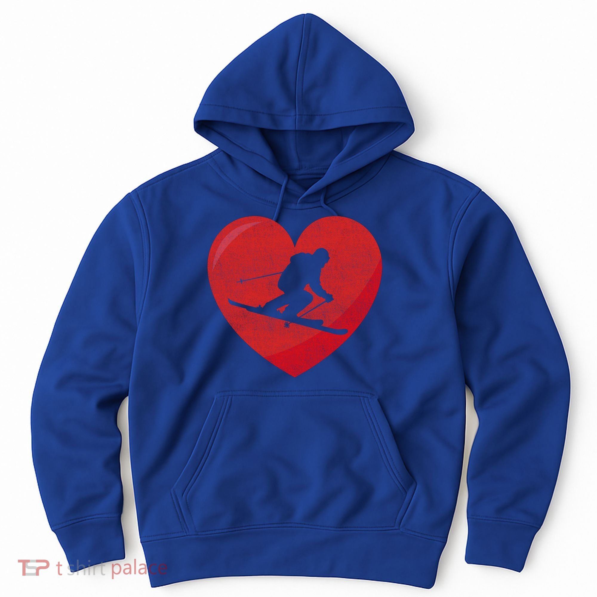 Heart Lover Skiing Gift Valentines Day Cute Gift Hoodie