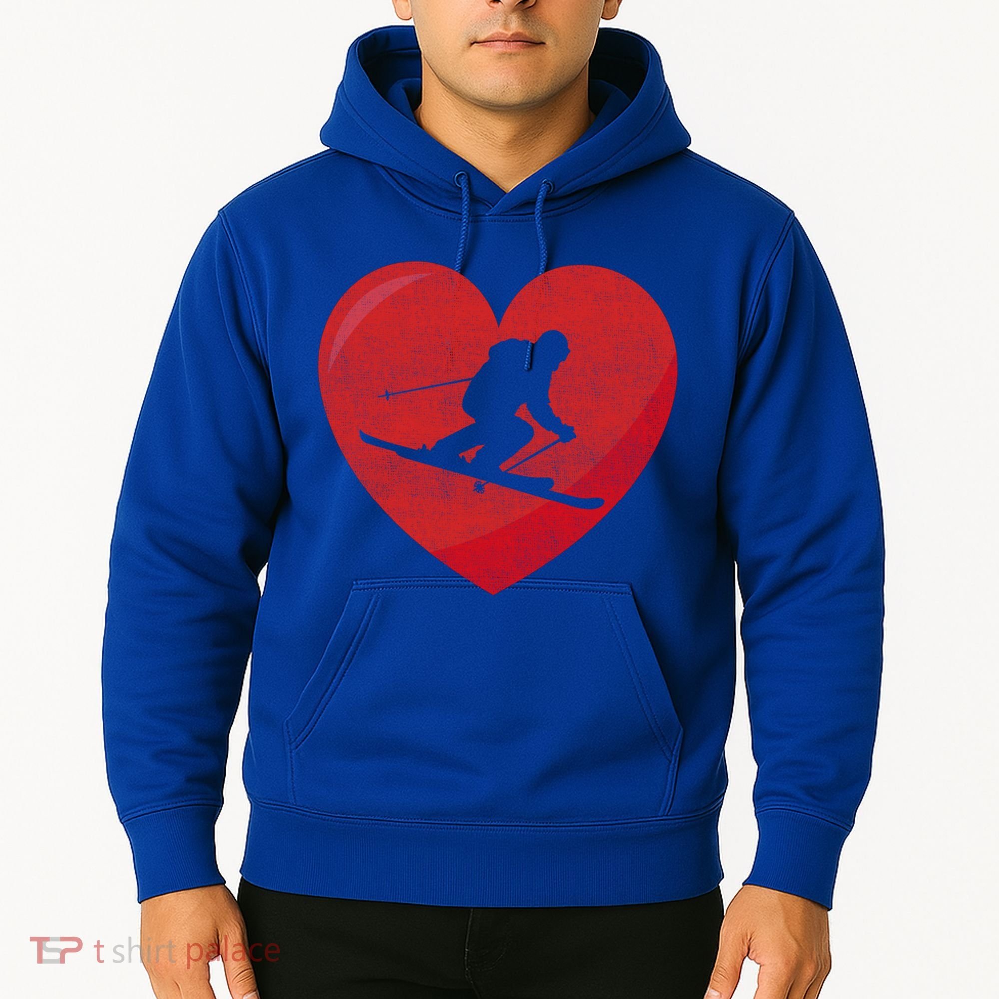 Heart Lover Skiing Gift Valentines Day Cute Gift Hoodie