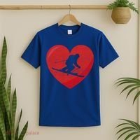 Heart Lover Skiing Gift Valentines Day Cute Gift T-Shirt thumb 2