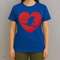 Heart Lover Skiing Gift Valentines Day Cute Gift T-Shirt thumb 4