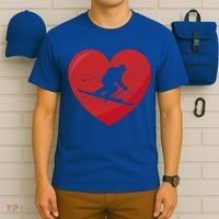 Heart Lover Skiing Gift Valentines Day Cute Gift T-Shirt thumb 6