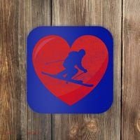 Heart Lover Skiing Gift Valentines Day Cute Gift Coaster thumb 0