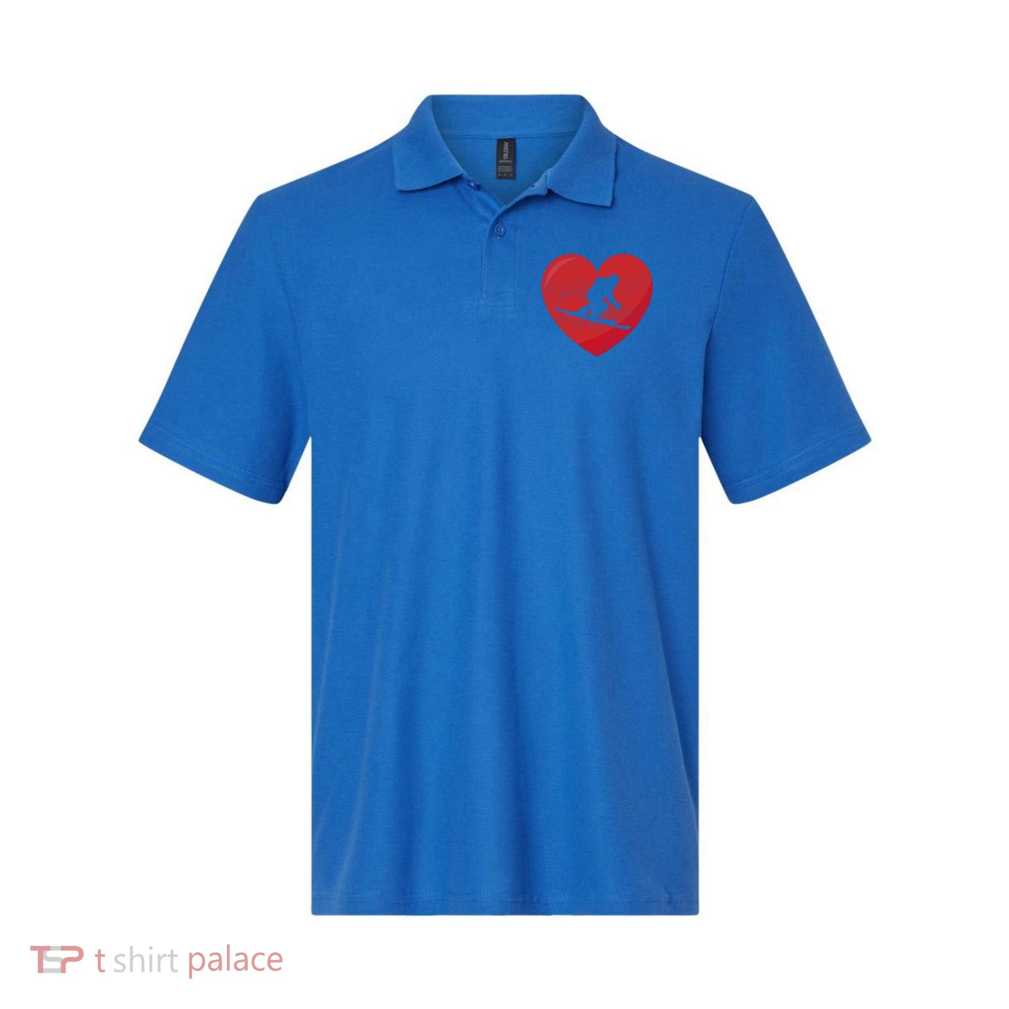 Heart Lover Skiing Gift Valentines Day Cute Gift Polo