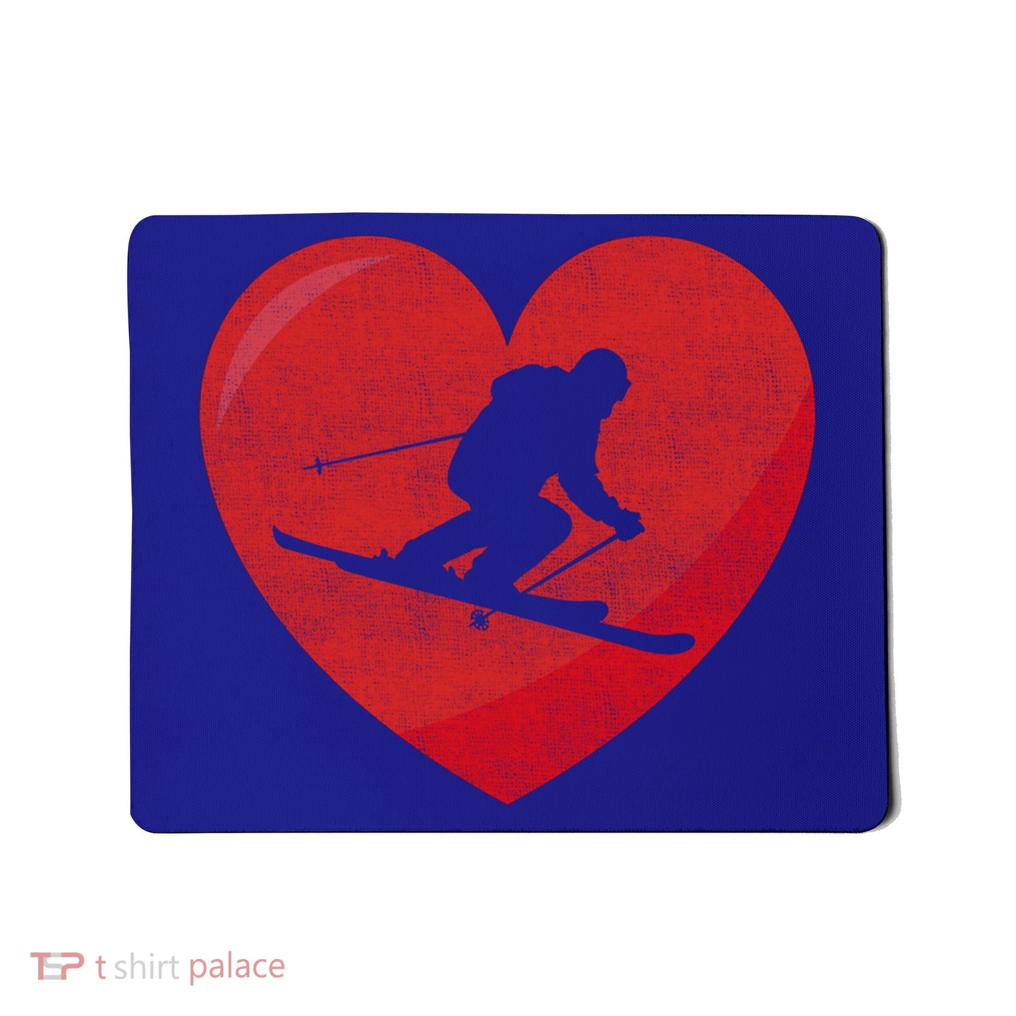Heart Lover Skiing Gift Valentines Day Cute Gift Mousepad