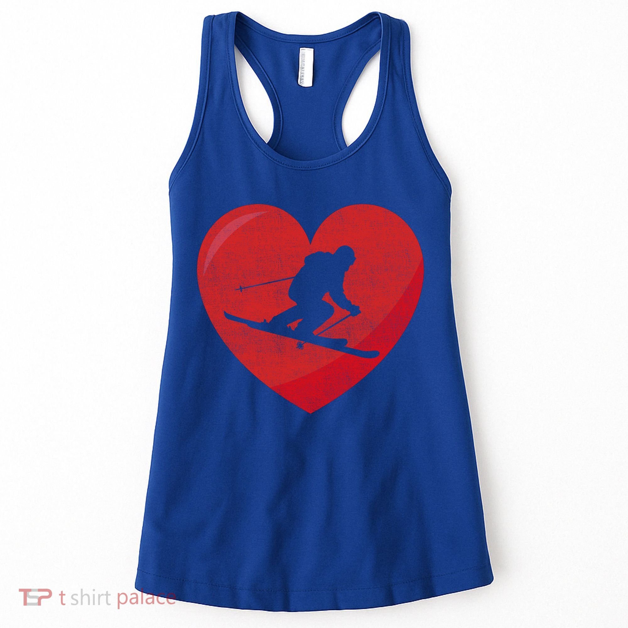 Heart Lover Skiing Gift Valentines Day Cute Gift Women's Tank Top