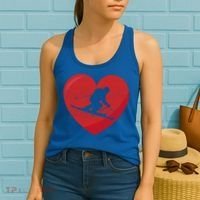 Heart Lover Skiing Gift Valentines Day Cute Gift Women's Tank Top thumb 2