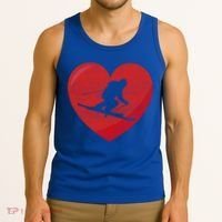 Heart Lover Skiing Gift Valentines Day Cute Gift Tank Top thumb 3