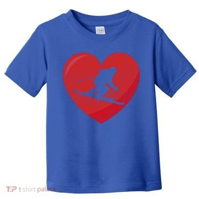 Heart Lover Skiing Gift Valentines Day Cute Gift Toddler T-Shirt