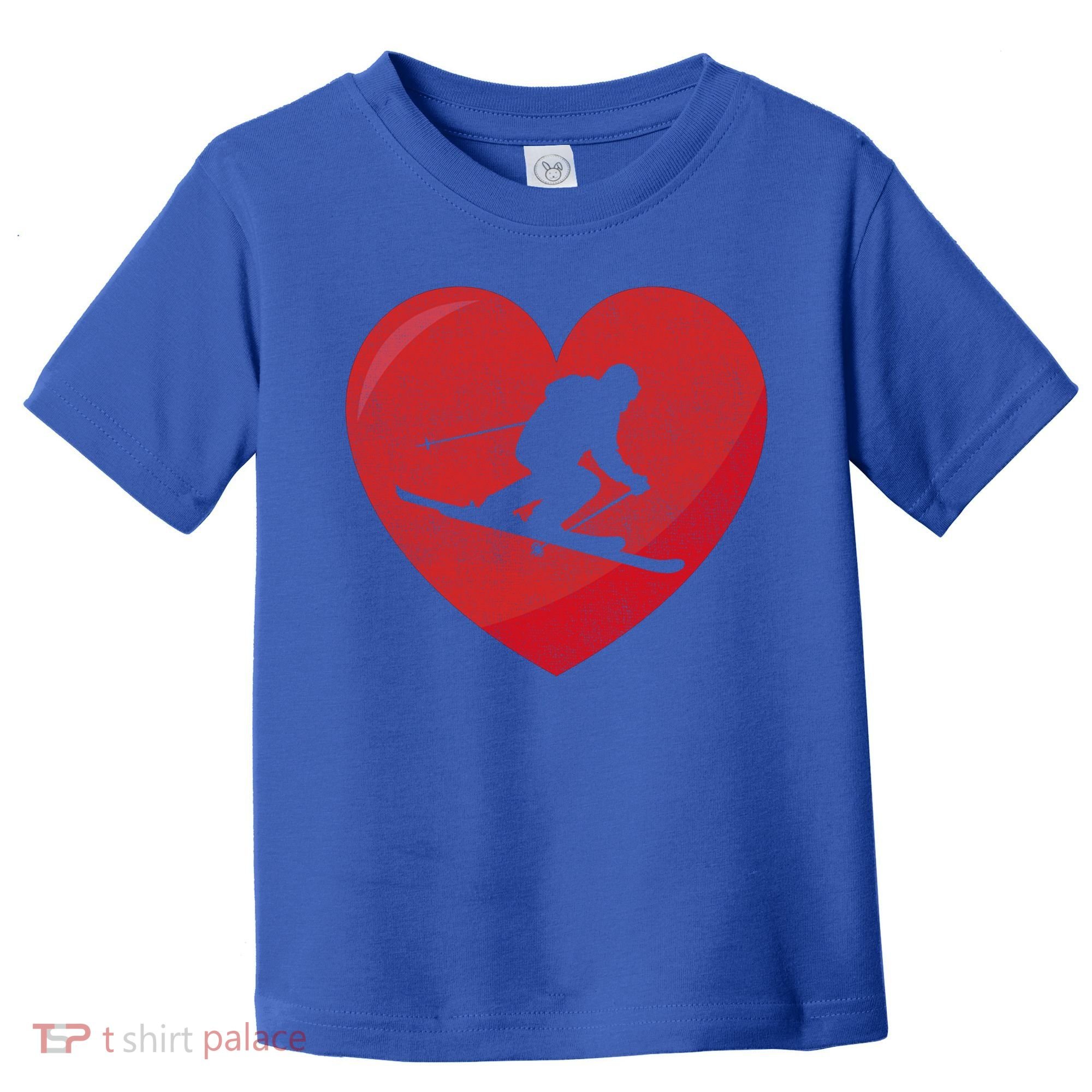 Heart Lover Skiing Gift Valentines Day Cute Gift Toddler T-Shirt