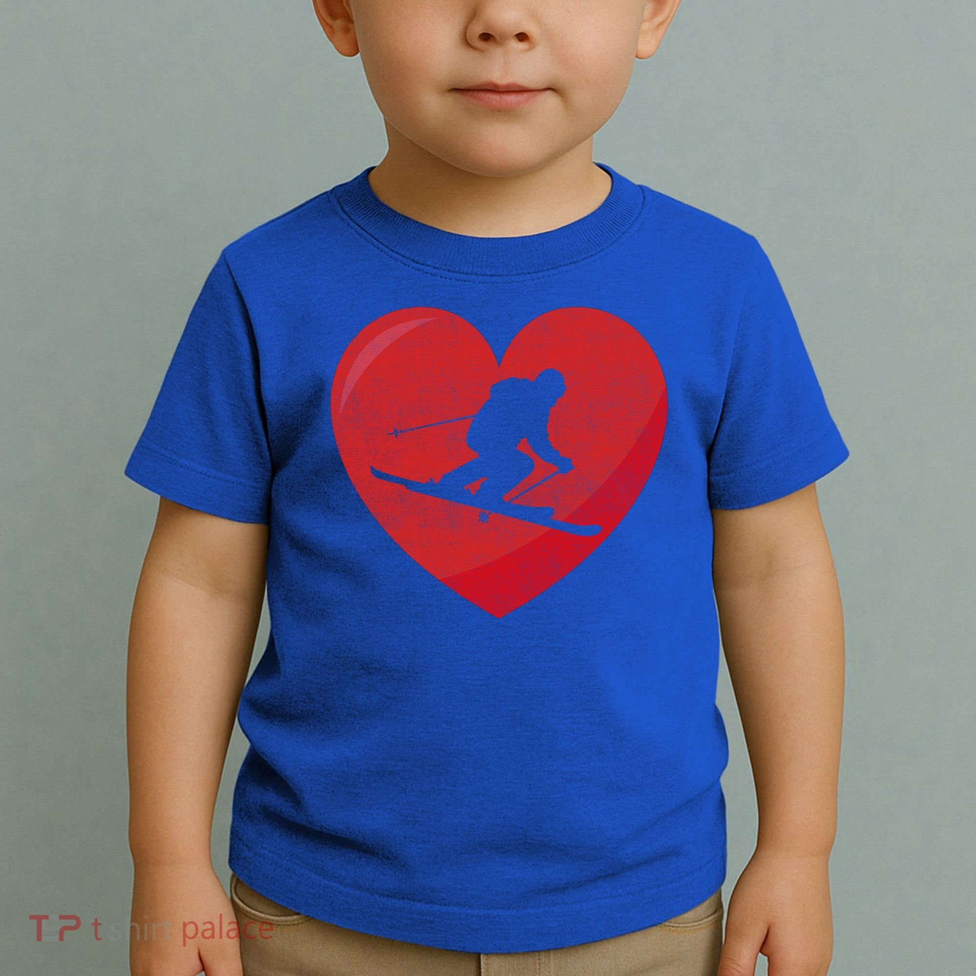 Heart Lover Skiing Gift Valentines Day Cute Gift Toddler T-Shirt