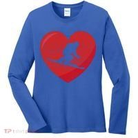 Heart Lover Skiing Gift Valentines Day Cute Gift Women's Long Sleeve Shirt thumb 0