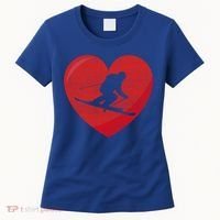 Heart Lover Skiing Gift Valentines Day Cute Gift Women's T-Shirt thumb 0
