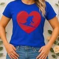 Heart Lover Skiing Gift Valentines Day Cute Gift Women's T-Shirt thumb 2