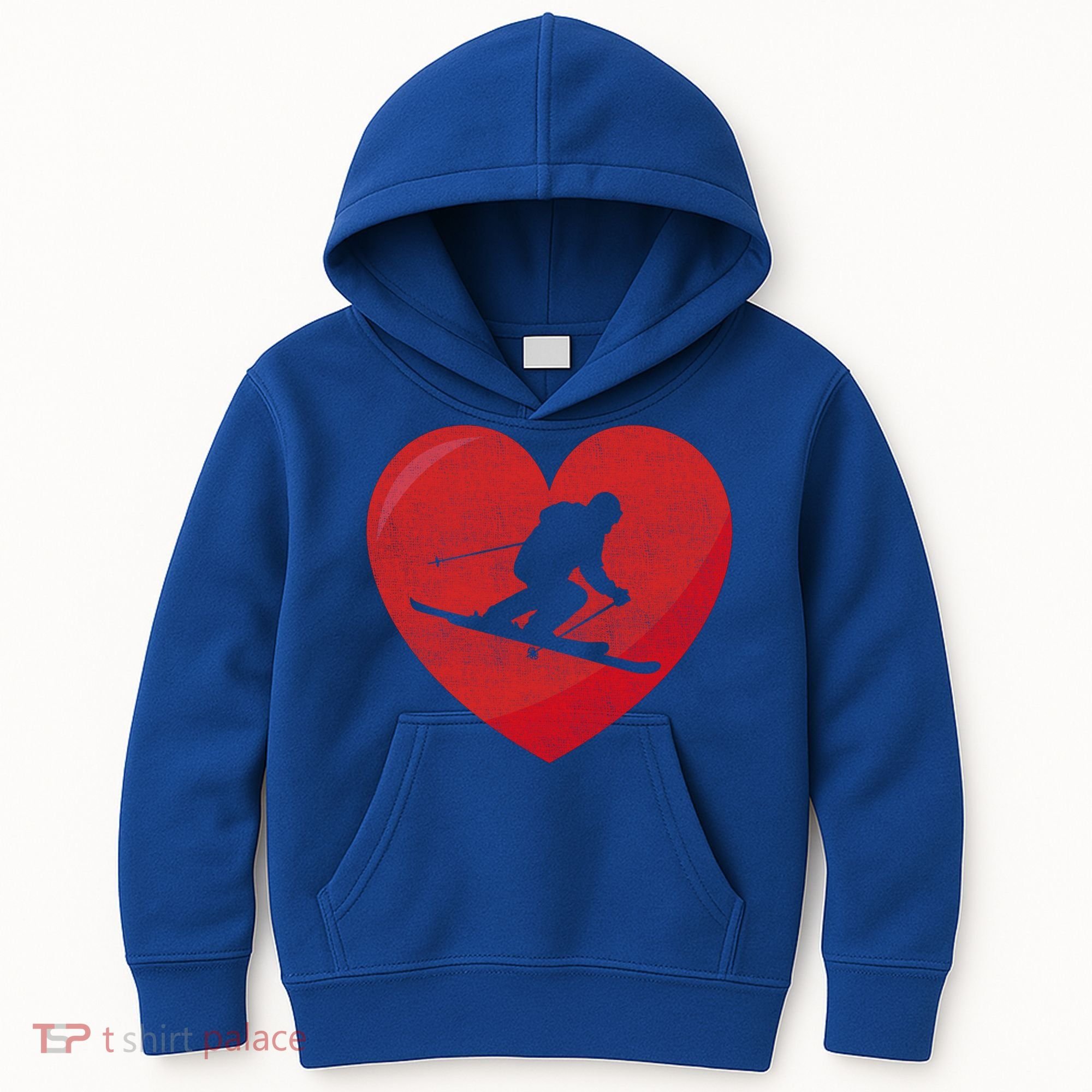 Heart Lover Skiing Gift Valentines Day Cute Gift Kids Hoodie
