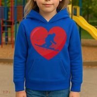 Heart Lover Skiing Gift Valentines Day Cute Gift Kids Hoodie thumb 3
