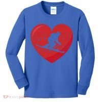 Heart Lover Skiing Gift Valentines Day Cute Gift Kids Long Sleeve Shirt thumb 0