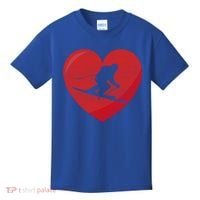 Heart Lover Skiing Gift Valentines Day Cute Gift Kids T-Shirt thumb 0