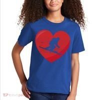 Heart Lover Skiing Gift Valentines Day Cute Gift Kids T-Shirt thumb 2