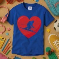 Heart Lover Skiing Gift Valentines Day Cute Gift Kids T-Shirt thumb 3