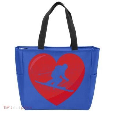 Heart Lover Skiing Gift Valentines Day Cute Gift Tote Bag