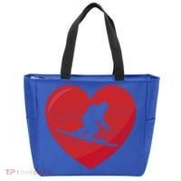 Heart Lover Skiing Gift Valentines Day Cute Gift Tote Bag thumb 0