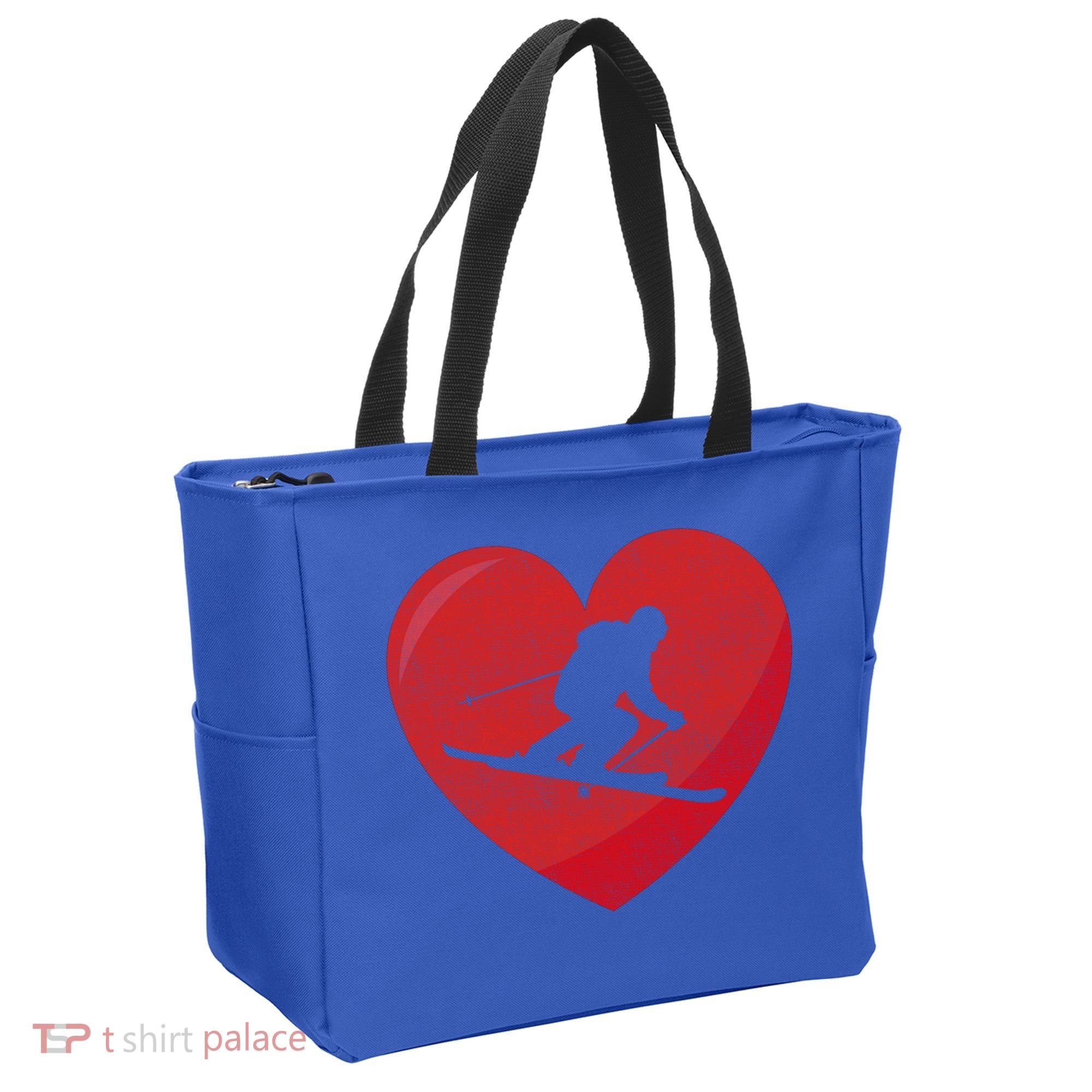 Heart Lover Skiing Gift Valentines Day Cute Gift Tote Bag
