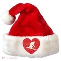 Heart Lover Skiing Gift Valentines Day Cute Gift Santa Hat thumb 0