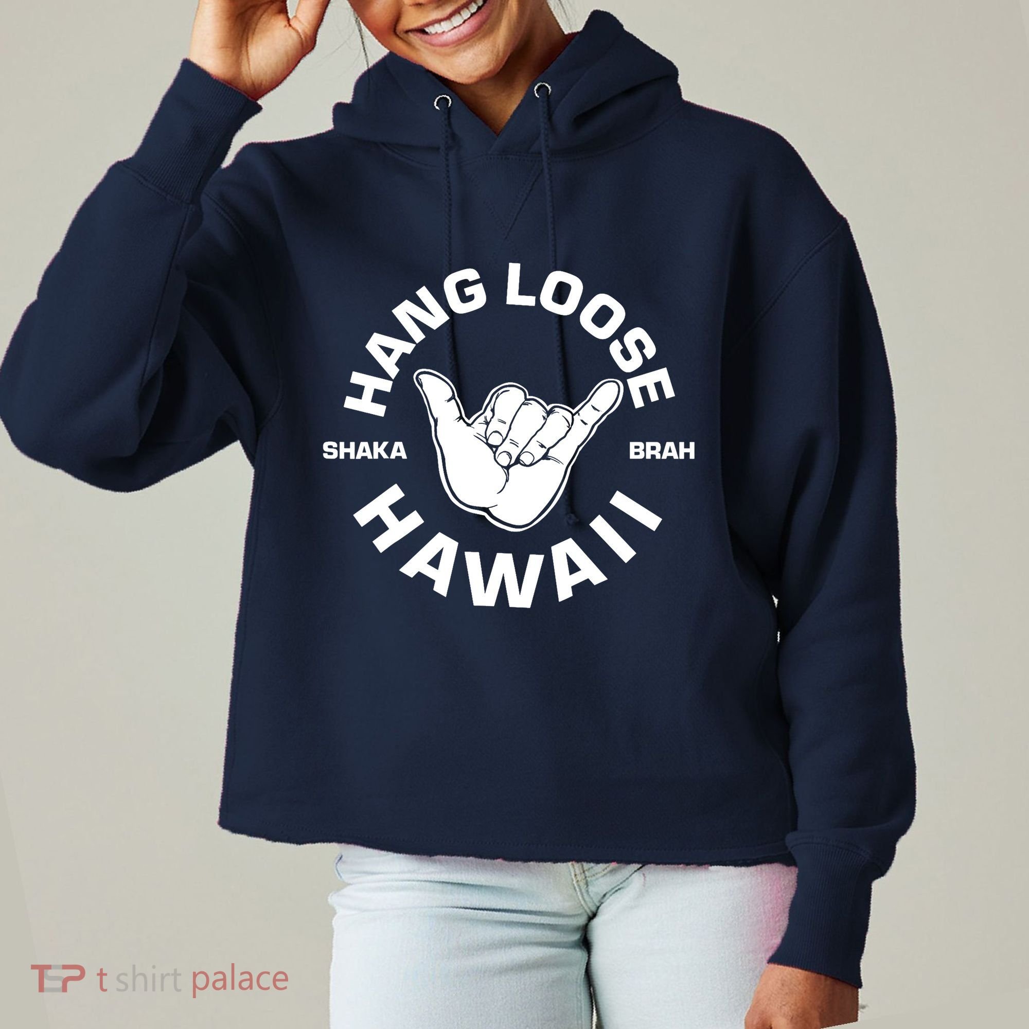 Hang Loose Shaka Brah funny Hang Loose Hawaiian Ladies Heavyweight Boxy Pullover Hoodie