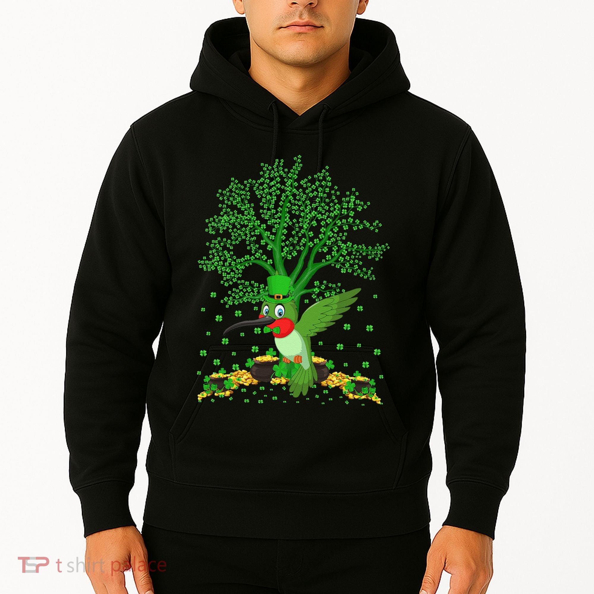 Hummingbird Lover Shamrock Tree Hummingbird St Patrick's Day Hoodie