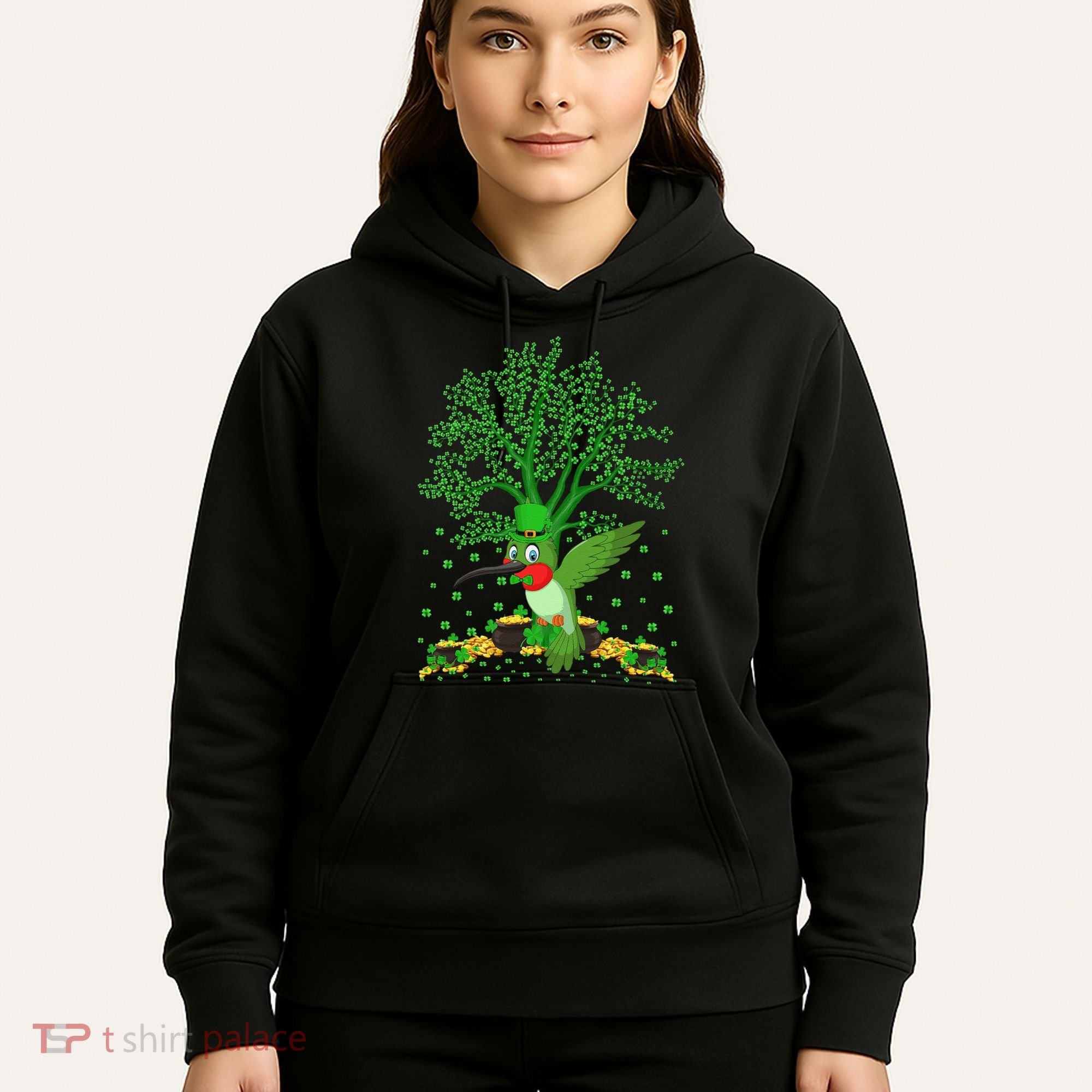 Hummingbird Lover Shamrock Tree Hummingbird St Patrick's Day Hoodie