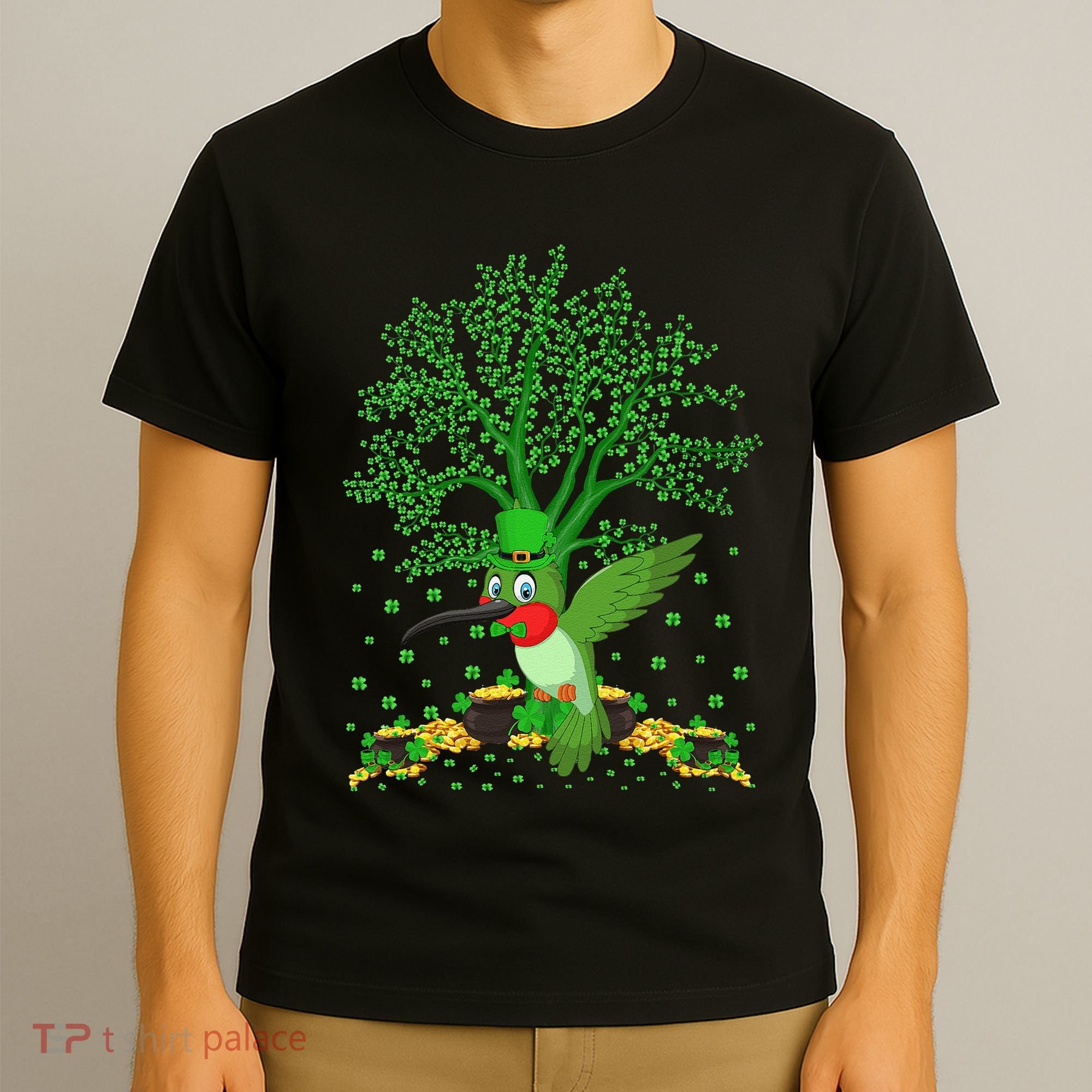 Hummingbird Lover Shamrock Tree Hummingbird St Patrick's Day T-Shirt