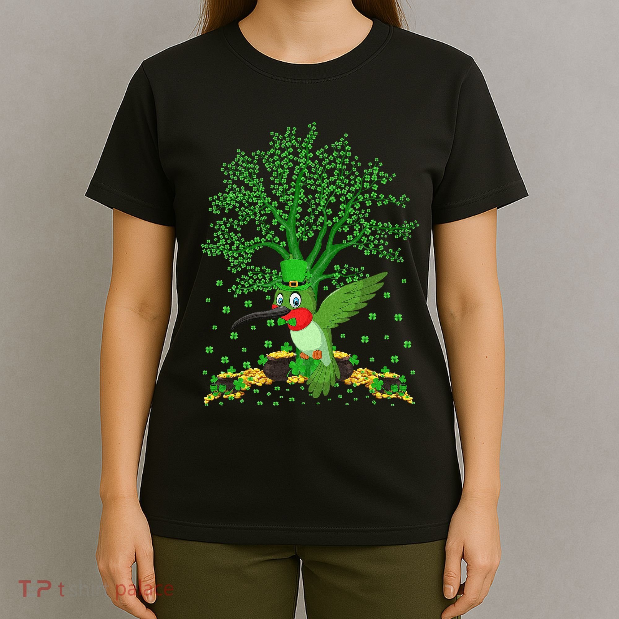 Hummingbird Lover Shamrock Tree Hummingbird St Patrick's Day T-Shirt