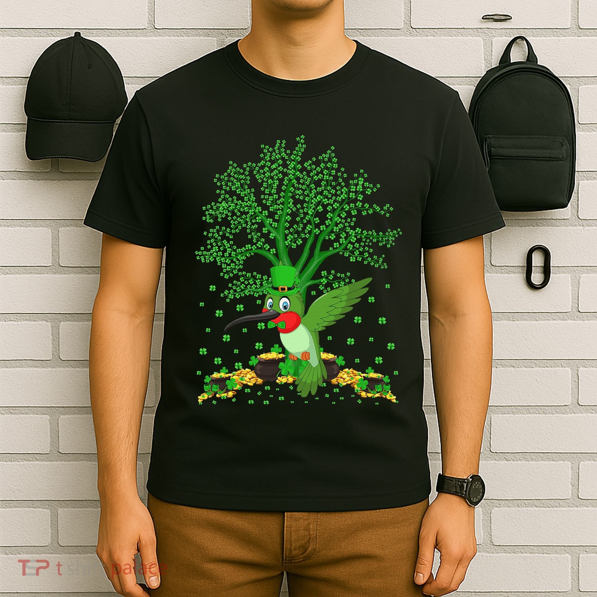 Hummingbird Lover Shamrock Tree Hummingbird St Patrick's Day T-Shirt