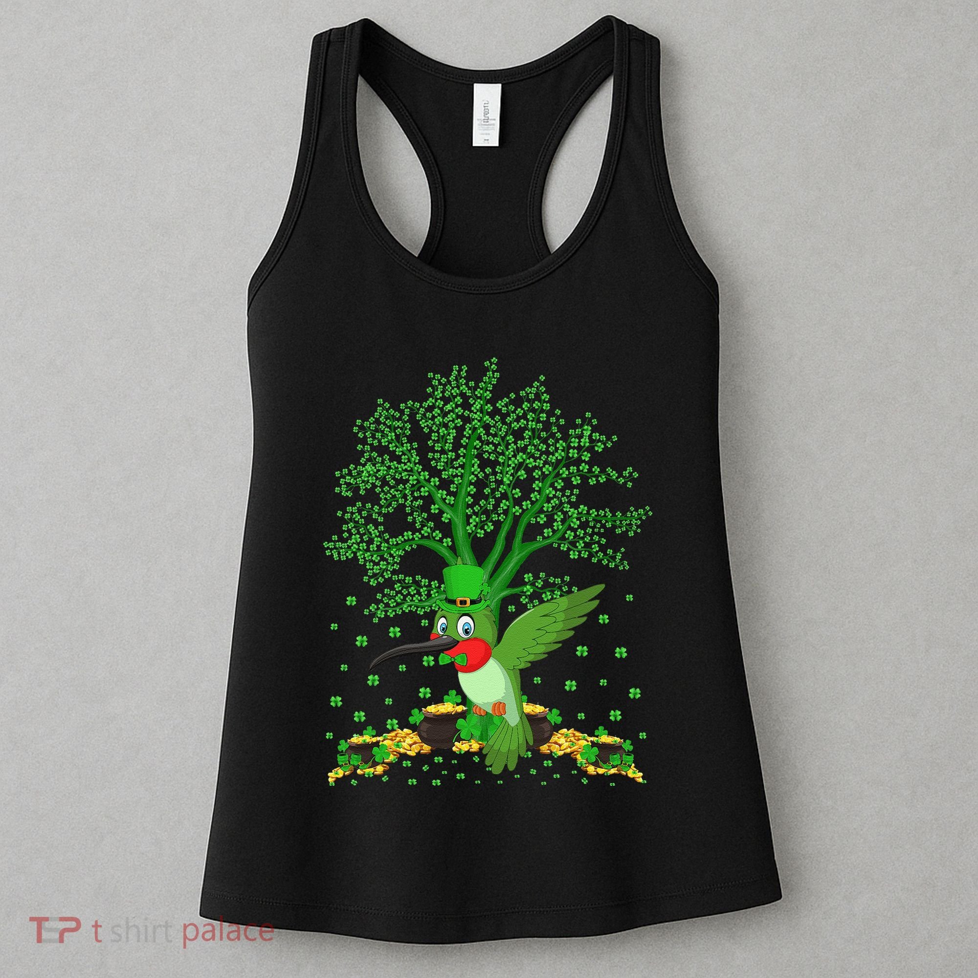 Hummingbird Lover Shamrock Tree Hummingbird St Patrick's Day Women's Tank Top