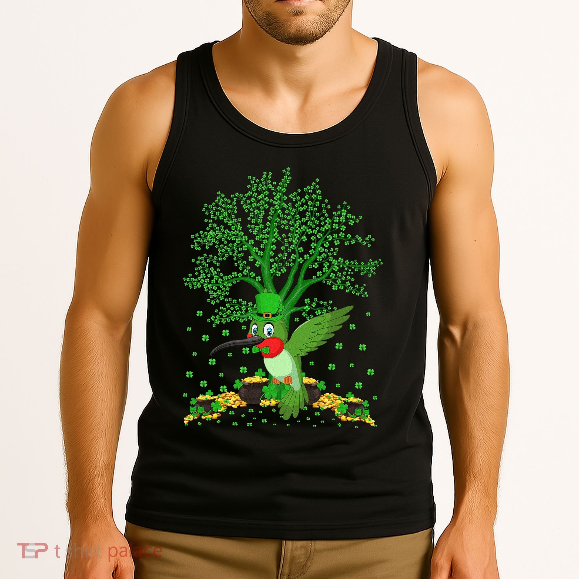 Hummingbird Lover Shamrock Tree Hummingbird St Patrick's Day Tank Top