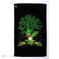 Hummingbird Lover Shamrock Tree Hummingbird St Patrick's Day Golf Towel thumb 0