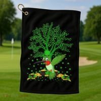 Hummingbird Lover Shamrock Tree Hummingbird St Patrick's Day Golf Towel thumb 1