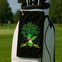Hummingbird Lover Shamrock Tree Hummingbird St Patrick's Day Golf Towel thumb 2