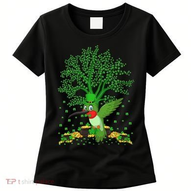 Hummingbird Lover Shamrock Tree Hummingbird St Patrick's Day Women's T-Shirt