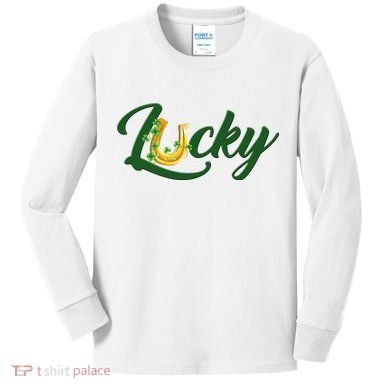 Horseshoe Lucky St Patrick's Day Kids Long Sleeve Shirt