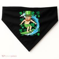 Hawaiian Leprechaun Surfing Irish St Patrick's Day Surfers Gift USA-Made Doggie Bandana thumb 0