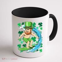 Hawaiian Leprechaun Surfing Irish St Patrick's Day Surfers Gift Coffee Mug thumb 1
