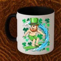 Hawaiian Leprechaun Surfing Irish St Patrick's Day Surfers Gift Coffee Mug thumb 2