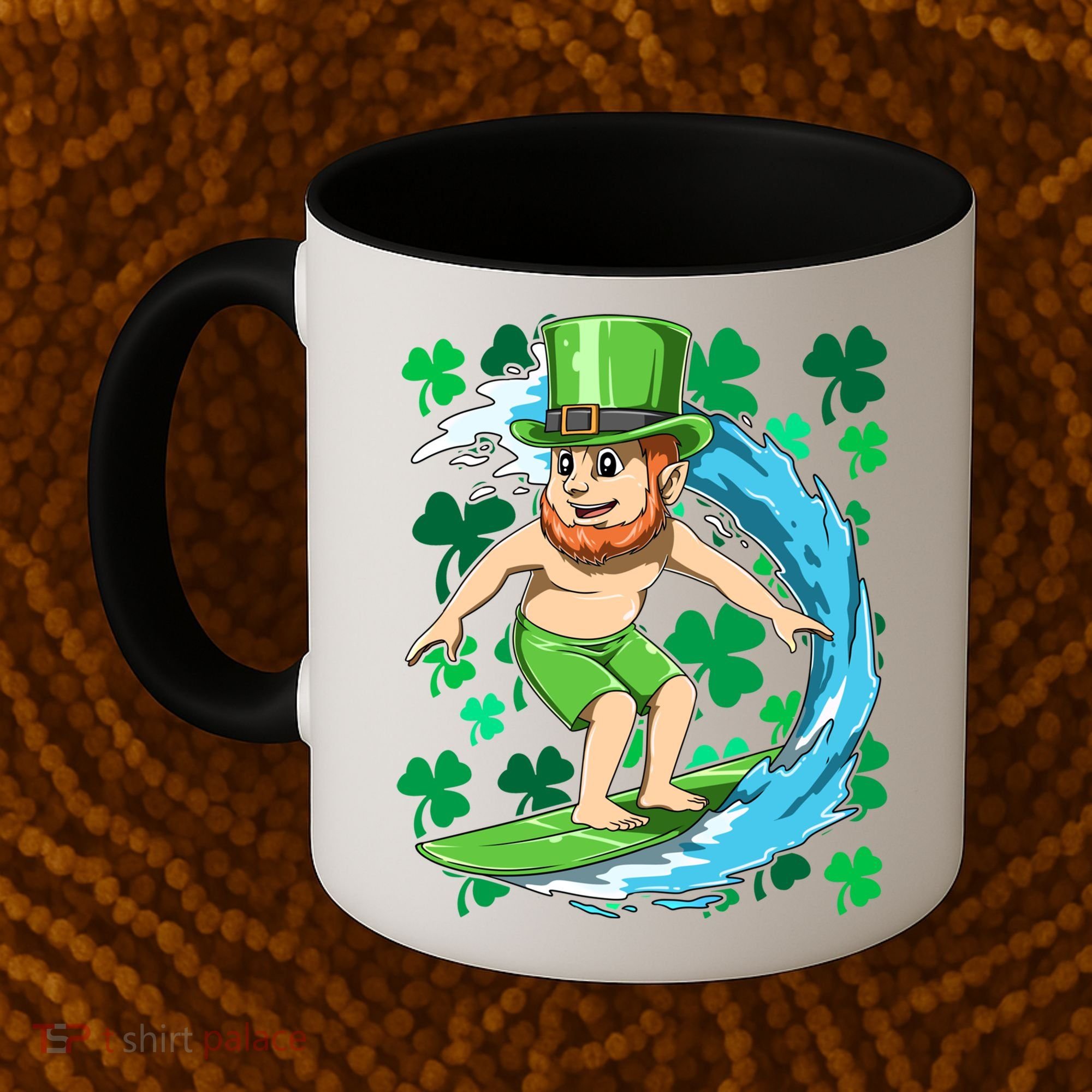 Hawaiian Leprechaun Surfing Irish St Patrick's Day Surfers Gift Coffee Mug