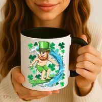 Hawaiian Leprechaun Surfing Irish St Patrick's Day Surfers Gift Coffee Mug thumb 3